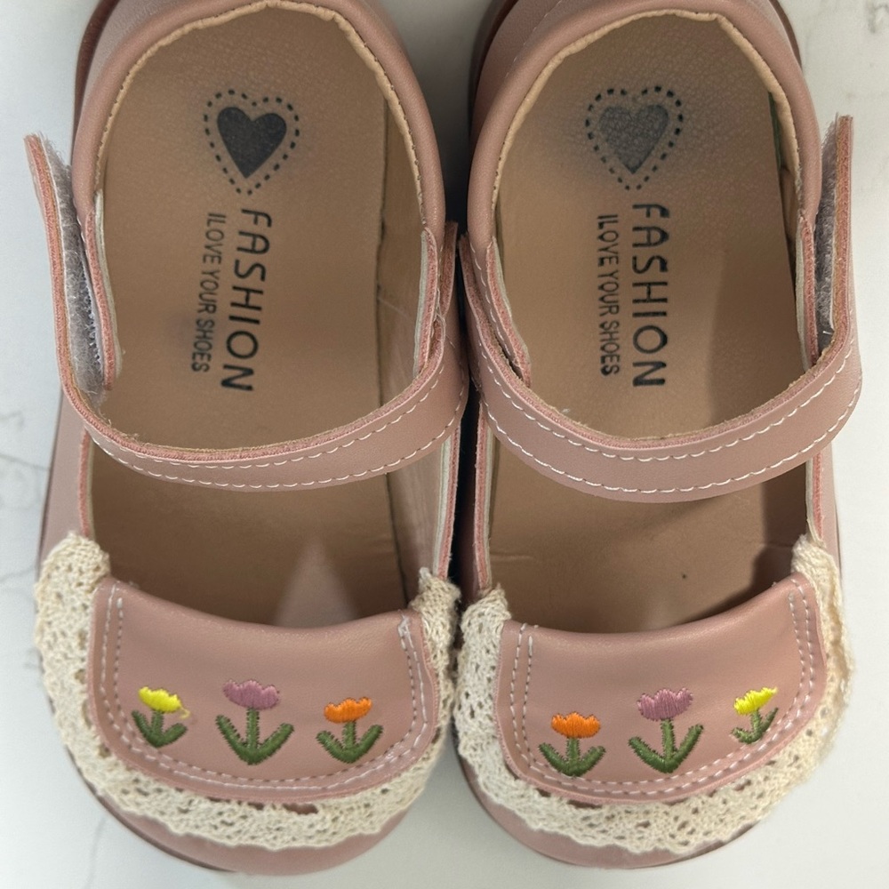 Girls' Shoes Floral Lace Embroidered Low Cut Princess Shoes Flat Size EU 26 US 9 - Picture 5 of 7